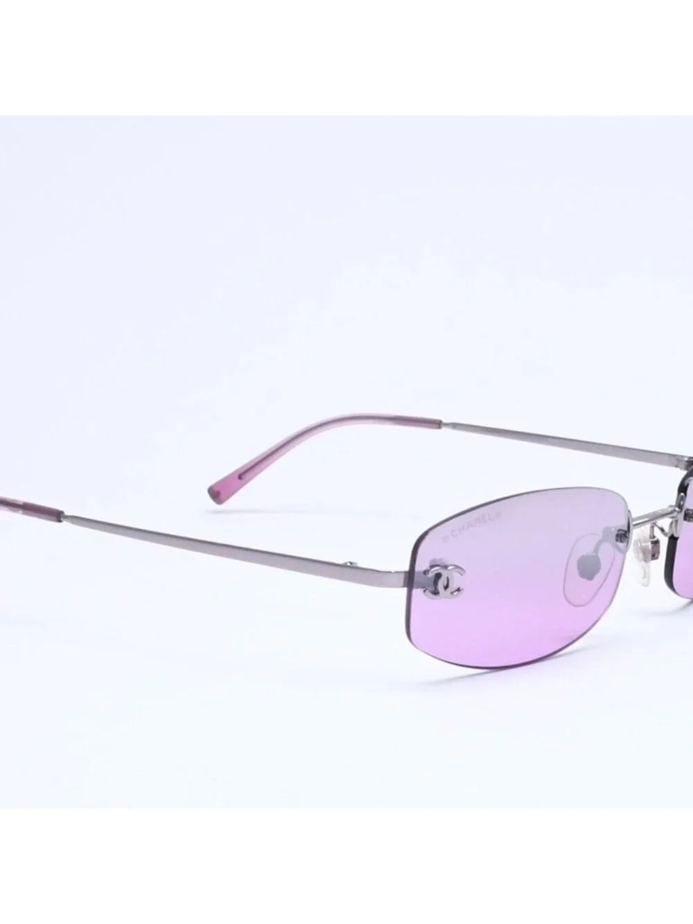 Chanel Rimless Sunglasses Eyewear CC Logo Purple